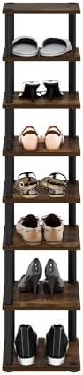 Furinno Turn-N-Tube Vertical Shoe Rack, 8-Tier Narrow Shoe Organizer, Free Standing Shoe Storage, Shoe Shelf for Boots, Sneakers, 11.6 x 11.6 x 52.6, for Closet, Entryway, Office, Garage, Amber Pine - Image 5