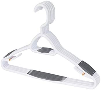 Set of 5 Deluxe Non Slip Hangers by Neatfreak! - Space Saving Hangers for Clothes, Pants, Jackets and Shirt 5 Pack,White/Grey by NEATFREAK