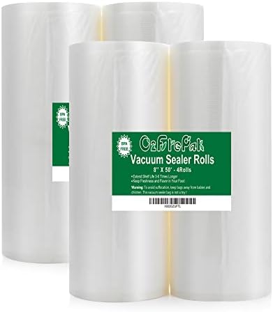 O2frepak 4Pack 8x50' Vacuum Sealer Seal a Meal Bags Rolls with BPA Free by O2frepakDirect