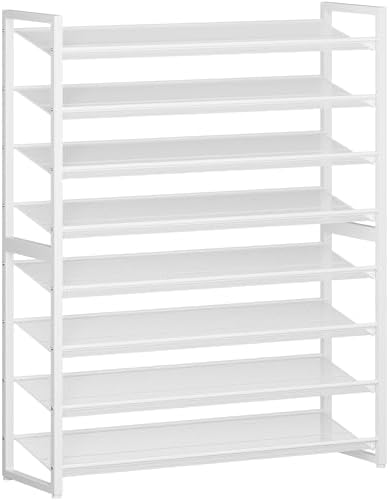 Nunsino Shoe Rack,8 Tier Metal Shoe Organizer,Max Holds 40 Pairs,Heavy Duty Shoes Shelf for Garage, Entryway, Closet,White by Nunsino