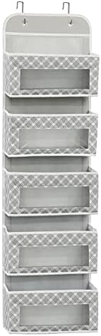 Simple Houseware 5 Clear Window Pocket Over Door Hanging Organizer, Gray - Image 4