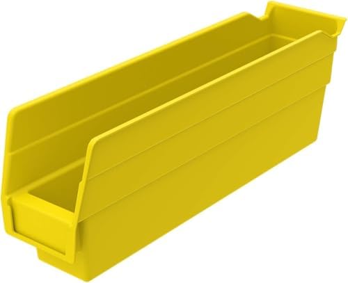 Akro-Mils 30110 Heavy Duty Plastic Shelf Bins, 12"x 3"x 4", Yellow, 24-Pack by Akro-Mils