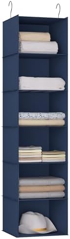 Hanging Closet Organizer 6-Shelf, Oxford Fabric Wardrobe Storage, Navy Blue by DonYeco