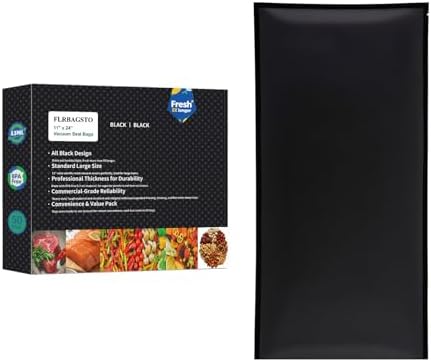 All Black Vacuum Sealer Bags 11" x 24", 5.5 Mil Precut Vacuum Seal Bags for Food Storage, Sous Vide, and Meal Prep, Heavy Duty Commercial Grade, 50 Count by Unknown