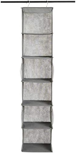Amazon Basics 6-Tier Hanging Closet Shelf Organizer with Pockets, Clothes Storage for Sweaters and Clothing,8" Dx12 W x 9" L x 8.5" H, Grey (Pack of 10) - Image 3