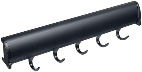 TAG Hardware Designer 5-Hook Expandable Valet Belt Rack, 11.75-Inch Extendable Wardrobe Closet Organizer Rod (Matte Black) by HardwareforHomeBusiness