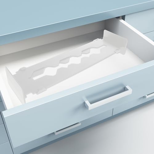 KICHOUSE Expandable Adjustable Drawer Divider Organizer, Retractable White Plastic Partition for Home and Office Storage, Multipurpose Drawer Separator Board for Desk and Dresser - Image 5