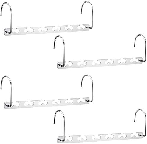 Meetu Space Saving Metal Clothes Hangers 6X2 Slots Magic Cascading Hanger Updated Hook Design Closet Organizer (Pack of 4) by Meetu