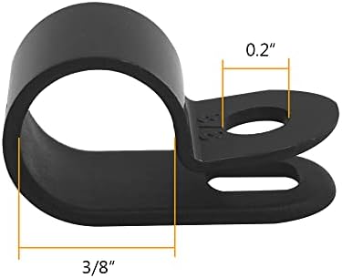 Cable Clamp R-Type Cable Clip Wire Clamp 3/8" Nylon Screw Mounting Cord Fastener Clips with Screws for Wire Management - Black - 50 Pcs - Image 3