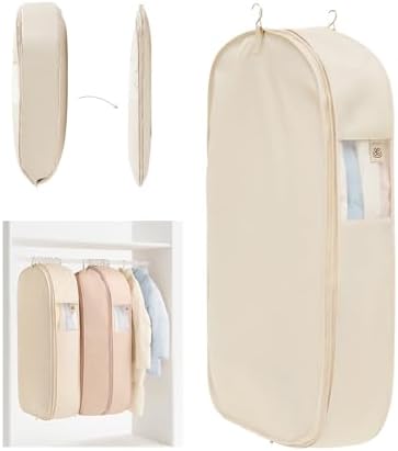 EACHY Garment Bag for Hanging Clothes, Space Saving Dustproof Clothes Cover with Self-Compression Zipper, Visible Closet Organizer for Closet Storage by EACHY
