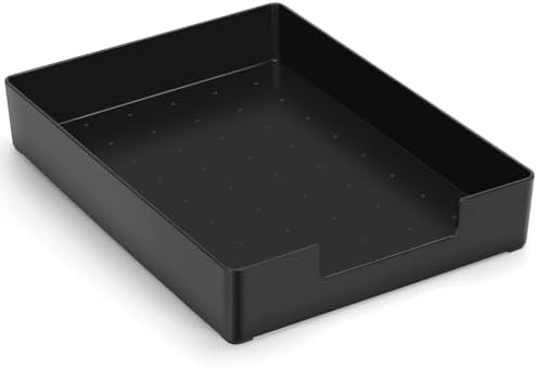 Letter Tray, Desk Organizer Tray, A4 Plastic Paper Tray Organizer for Desk, Stackable Rectangular Inbox Mail File Holder, Drawer Organizer for Desk Accessories Office School Home Supplies (Black) by QualityisOurCulture