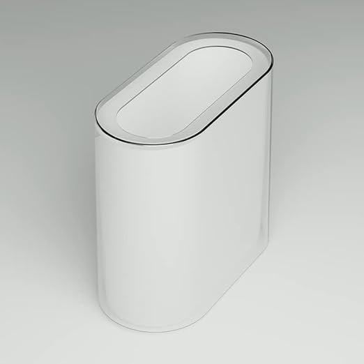 IEEK Small Waste Basket Slim Trash Can 3.2 Gallon/12L Clear and White Garbage Can Rectangle Plastic Wastebaskets Container Bin for Narrow Spaces Office,Bathroom, Bedroom,Kitchen,Living Room,Study