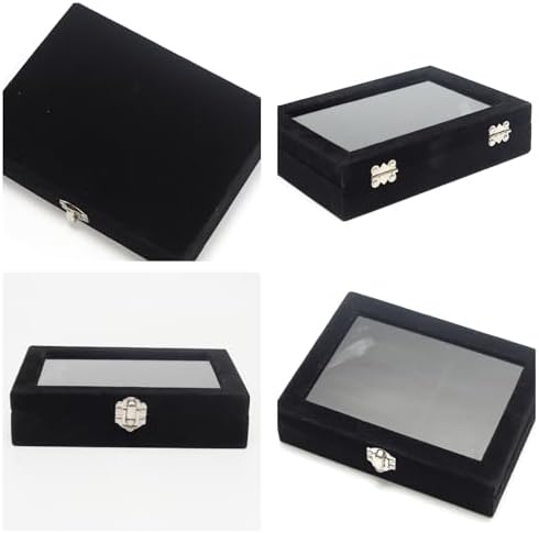 Small Velvet Jewelry Tray with Clear Lid, 2-in-1 Black - Image 4