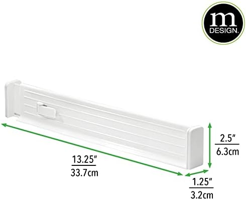 mDesign Expandable Dresser Drawer Divider with Foam Ends, Drawer Divider Locks in Place, Separators for Clothing and Accessories in Closet or Dresser Drawer, Ligne Collection, 4 Pack, White - Image 4