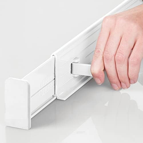 mDesign Expandable Dresser Drawer Divider with Foam Ends, Drawer Divider Locks in Place, Separators for Clothing and Accessories in Closet or Dresser Drawer, Ligne Collection, 4 Pack, White - Image 6