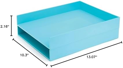 Poppin Stackable Letter Tray (2 Pack) - Modular Lacquer Desk Trays for Office Organization, Color-Coordinated Office Supplies for Desk, Paper Trays (Aqua, 2pk Letter Tray) - Image 7