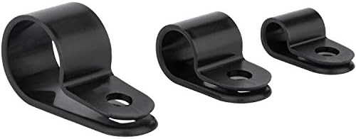 ISPINNER 180pcs Nylon Plastic R-Type Cable Clamps, 1/4" 5/16" 3/8" 1/2" 5/8" 3/4" Clips Fasteners Assortment Kit for Cable Conduit (Black) - Image 3