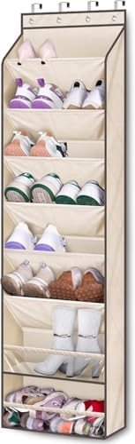 KEETDY Over The Door Shoe Organizer Fit 20 Pairs Sneakers Large Hanging Shoe Organizer for Closet Door Storage Boots, Beige by KEETDY