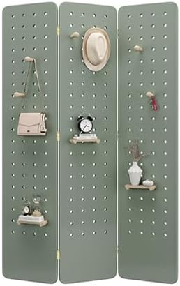 Foldable Pegboard Room Divider - 3/4 Panels Privacy Screen with Storage Rack for Craft and Art Displays(Green,3 Panel) by Unknown