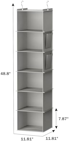 YOUDENOVA Hanging Closet Organizer and Storage, 6-Shelf, Light Grey - Image 3