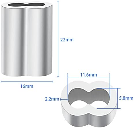 3/16 Aluminum Ferrules, Crimping Loop Sleeves 70PCS, Wire Rope Crimps - Image 2