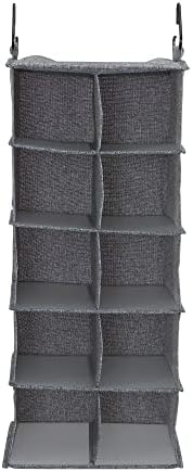 Household Essentials 10 Pocket Double Hang Canvas Shoe Organizer Side‑by‑Side Hanging Storage, Gray - Image 6