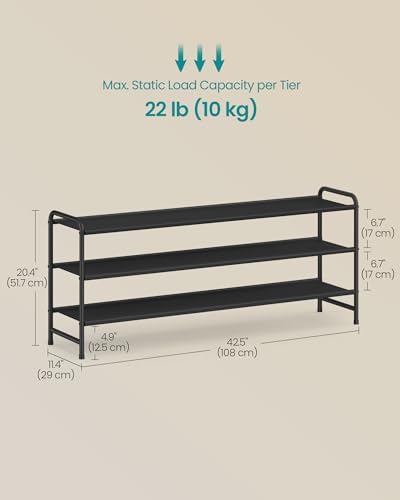 SONGMICS Long Shoe Rack, 3-Tier Shoe Organizer, Holds up to 20 Pairs - Image 2