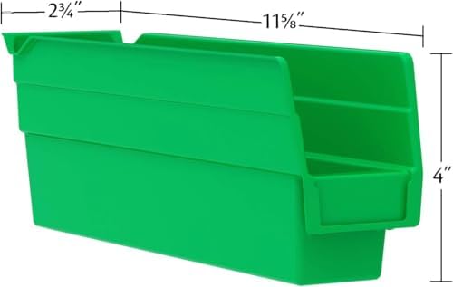 Akro-Mils 30110 Heavy Duty Plastic Shelf Bins, 12"x 3"x 4", Green, 24-Pack - Image 6