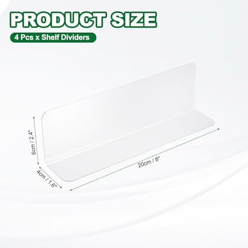 uxcell 4pcs Clear Shelf Dividers, 8"x2.4" Plastic L-Shaped Shelf Separator, Transparent Organizer Divider for Supermarket Store Commodity Classification - Image 2