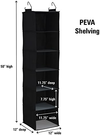 Household Essentials Black 6 Shelf Hanging Closet Organizer Shelf - Image 3