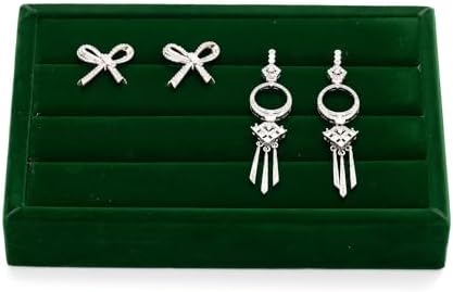 Green Velvet 3 Slot Ring Jewelry Display Organizer Tray - Image 6