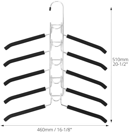 QWORK 4 Pack Clothes Hangers Space Saving, 5 in 1 Multi Layer Metal Hanger Racks for Coat, Suit, Sweater, T-Shirt - Image 6