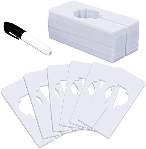 30 PCS Rectangular White Plastic Closet Dividers with a Bonus Marker, Writable and Reusable for Sorting Clothing Size, Color, Size 2” x 5.4’’(Inner Diameter 1.38”) by VANTASII
