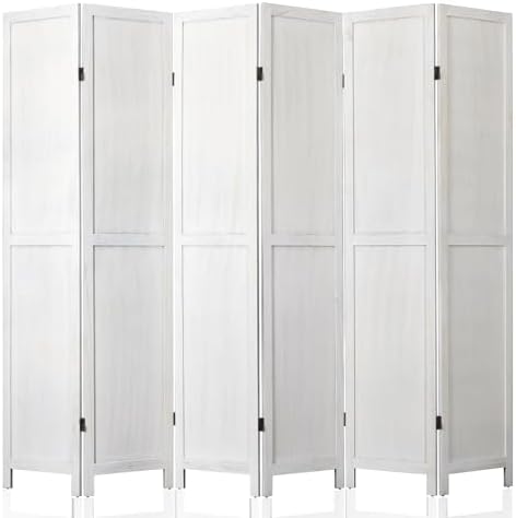 WelFurGeer 6 Panel Room Divider Screen - 360° Adjustable Folding Panels for Privacy, Bedroom, Living Room & Patio, Handcrafted Decorative Room Divider, Freestanding Divider for Room Separation (White) by WelFurGeer