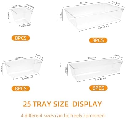 Clear Acrylic Drawer Organizers Set Storage for Makeup, Office Desk Small Vanity Trays for Drawer Bathroom Plastic Make up Organizers 25 Pcs - Image 2