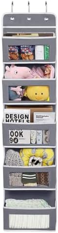 Joyful Moose Over the Door Organizer with 5 Clear Window Pockets – Hanging Behind the Door Storage Rack for Closet, Bathroom, Bedroom, Pantry – Space-Saving Door Organizer Hanging System – Gray - Image 2