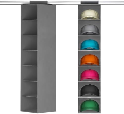 Lifewit 7 Section Hanging Hat Organizer for Baseball Caps, Gray, 1 Pack by Lifewit