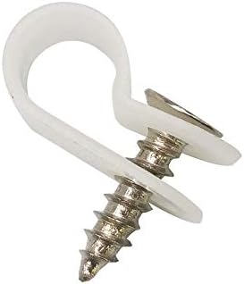 Cable Clamp R-Type Cable Clip Wire Clamp 1/4-inch Nylon Screw Mounting Cord Fastener Clips with Screws for Wire Management - White - 50 Pcs - Image 6