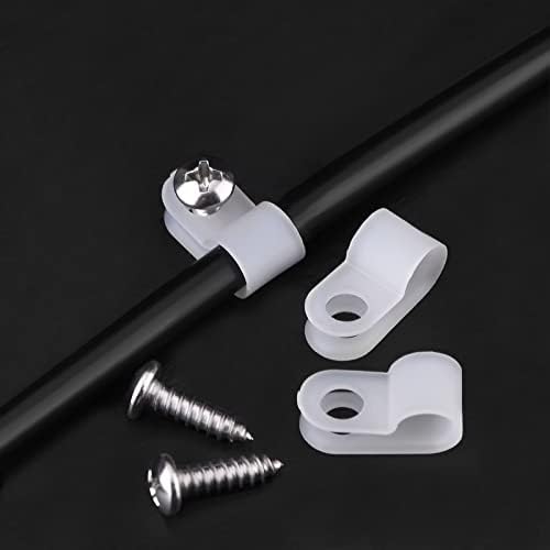 Hicarer 50 Pack R Type Cable Clip Wire Clamp, 1/2 Inch, White - Image 2
