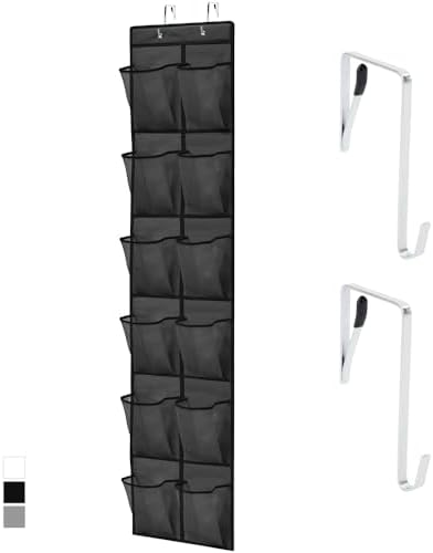 GORILLA GRIP Over the Door Shoe Organizer, 12 Large Pockets, Black by GorillaGrip