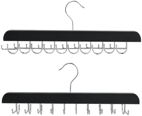 2 Pack Tie and Belt Hanger Rack, 2‑in‑1 Tie and Belt Hanger, Black - Image 3