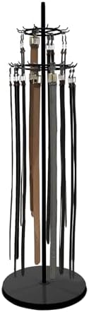 Floor Standing Belt Display, Metal Retail Tie Rack Hanger Organizer, Belt Stand Shelf for Clothing Store Bedroom Business (Black) by juckeyroot