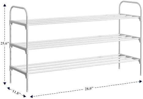 Kitsure Shoe Rack - 3-Tier Space-Saving Shoe Organizer & Shoe Shelf with Handle, Easy Assembly, Sturdy Metal Shoe Rack for Closet, Entryway, Bedroom, 28.0" x 11.8" x 25.6", White - Image 2