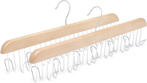 Amazon Basics Wooden Belt Hanger - Natural (Pack of 18) by AmazonBasics