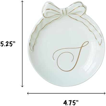 COLLECTIVE HOME Ceramic Jewelry Tray, Monogram Trinket Dish with Bow (S) - Image 3