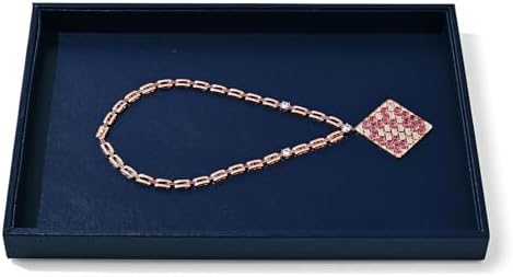 Flat PU Leather Jewelry Display Tray for Dresser & Retail Blue by Papten