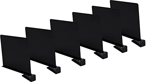 Sooyee 6 Pack Black Acrylic Shelf Dividers,Closet Shelves Closet Organizers and Storage in Bedroom, Kitchen, Office Shelves,Closet Dividers by Sooyee