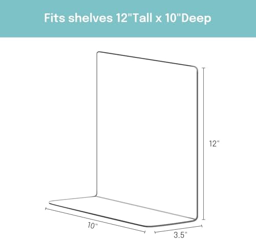 OKPOW Acrylic Shelf Dividers for Closet Organization: 12" Tall x 10" Deep Durable Clear Shelves Separators for Clothing Adjustable 12 Pack - Image 2