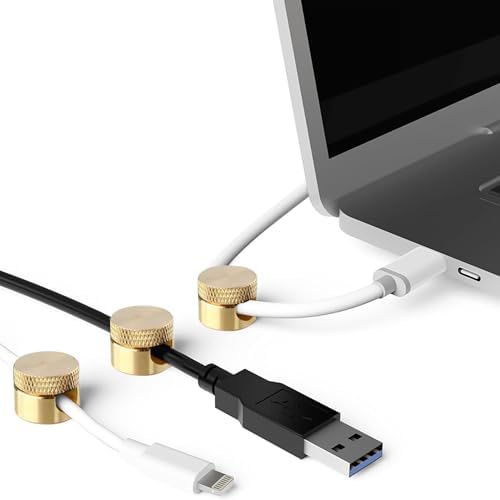 3PCS Premium Cord Holder for Nightstand, Computer Cord Organizer for Desk, Appliance Cord Organizers, Stick-On Cable Clip for Charger, Laptop, USB, Headphones, Wire Management Set, Gold - Image 2