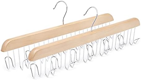 Amazon Basics Wooden Belt Hanger - Natural (Pack of 18) - Image 4